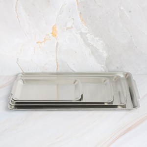 BR 스텐 원리빙 직사각 손잡이접시 (4size), 소