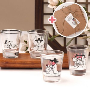 [김홍도 소주잔-선물 세트] 집들이 외국인 친구 기념품 (한국 전통 취객 선비 술잔 미국 일본인 일본 사람 추천)