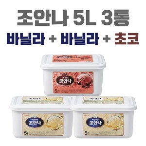 조안나 5L 업소용 퍼먹는아이스크림 대용량아이스크림 카페 식당 레스토랑 후식 디저트 3가지맛 바닐라 초코 딸기, 1개