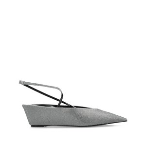 토리 버치 파베 장식 웨지 힐 펌프스 50mm, US 6.5(KR 235), 실버계열