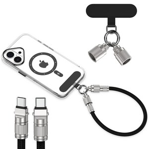 ANNIBER 휴대폰 핸드 스트랩 겸 PD 65W C to C타입 초고속 충전 케이블 2 in 1 충전 스트랩 폰 팔찌 케이블