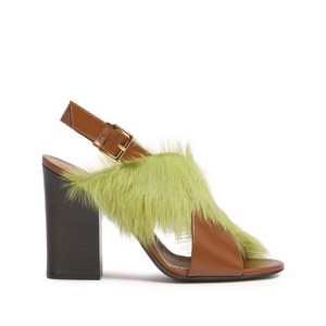 마르니 크로스 스트랩 퍼 샌들, Italy 37(KR 240), 브라운계열+그린계열