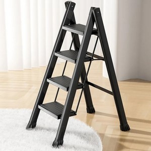 3컬러 사다리 가정용사다리 2/3/4/5 단 안전발판사다리 55cm-121cm-02, Black, 4단