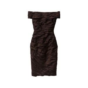베르사체 오프 숄더 개더 미니 드레스, 브라운계열, Italy 36(KR 33)