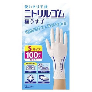 일본에스테 일회용 니트릴고무 장갑 아주 얇은 타입 100개입, 화이트, 소(S), 1개