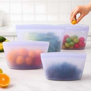 마치홈 대용량 밀폐 실리콘 지퍼백3종 1L+1.5L+2L, 퍼플, 1세트