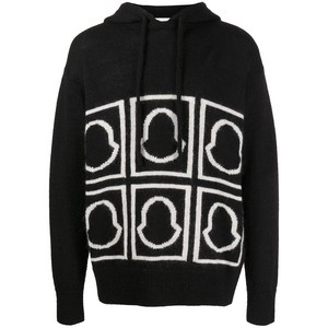 몽클레르 몽클레어 로고 인타르시아 니트 후디