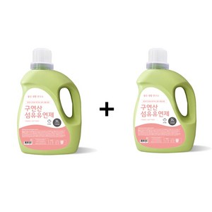 1+1 온가족 드럼 세탁기 겸용 자연유래 피부 저자극 향좋은 순한 대용량 구연산 섬유유연제 3L 1개, 2개