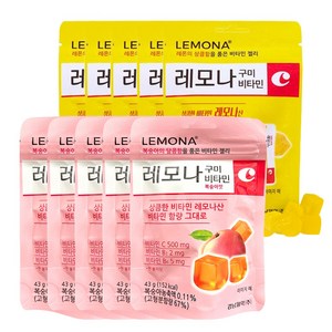 [오렌지팜] 경남제약 레모나 구미 비타민 레몬맛 5봉지 + 복숭아맛 5봉지 세트