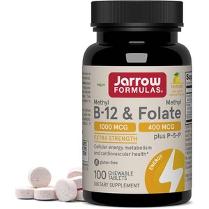 재로우 Methyl B-12 1000mcg & Folate Lemon Flavor 400mcg 츄어블 타블렛, 100정, 1개