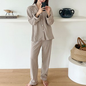 엘라운지 체크 극세사 공용 방구석 파자마 상하세트