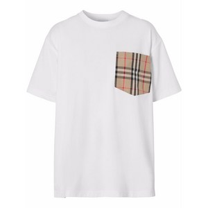 버버리 빈티지 체크 포켓 티셔츠, 화이트계열, Mid standard L