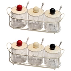 Yiqiong 원형 양념통 세트, 양념통 3개입 + ..., 2개