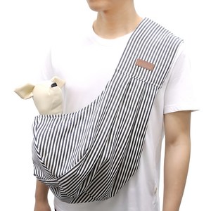 도그아이 강아지 이동가방 데님 양면 슬링백, 진청, S, 1개