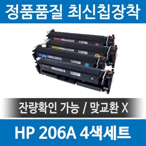 HP 206A W2110A 정품 인식칩 장착 재생토너 M255nw M283fdw M282nw M255dw M283 세트 호환, 혼합색상, 1개