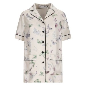 디올 버터플라이 프린트 파이프 포켓 셔츠