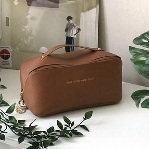 리은컴퍼니 화장품 메이크업 대형 파우치 여행용, 1개, 브라운