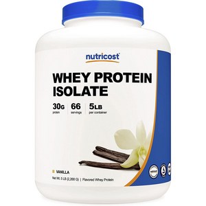 뉴트리코스트 웨이 프로틴 아이솔레이트 파우더 바닐라맛 Whey Protein Isolate, 2.268kg, 1개