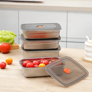 Oyoson 냉장고 스테인리스 밀폐용기 4P세트 인덕션 가스레인지 스텐용기 반찬통, M(1000ml), 4개