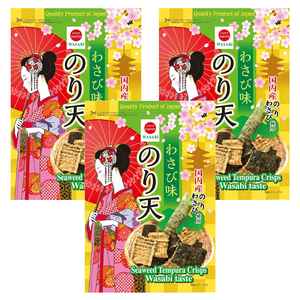 Maruka Food Expenses Rich Series 김 튀김 스낵 와사비 맛, 125g, 3개