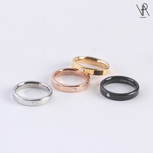 VARAM 써지컬316L스틸 4mm 보석 우정링 커플링 큐빅반지