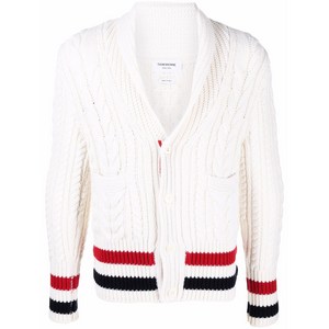 톰 브라운 RWB 스트라이프 케이블 니트 가디건, 화이트계열, Numeric 3(KR 105)