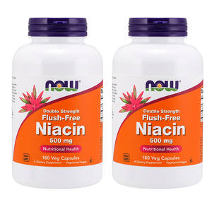 나우푸드 더블 스트랭스 플러쉬-프리 니아신 500mg 베지 캡슐 비건, 180정, 2개
