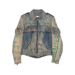 골든 구스 프린지 레더 재킷, 블루계열+베이지계열, Italy 38(KR 44)