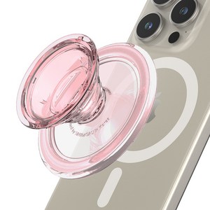 신지모루 자력강화 M 티피톡 맥세이프 투명 그립 홀더, 핑크, 1개