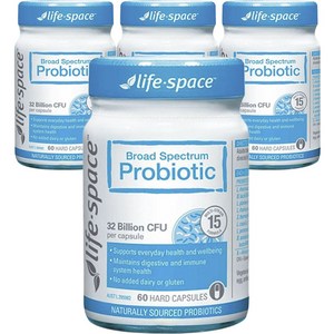 라이프스페이스 보드 스펙트럼 프로바이오틱스 320억 CFU 하드 캡슐, 60정, 4개