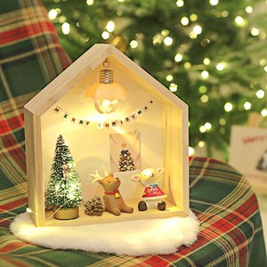 이플린 크리스마스 무드등 우드집 트리 + 선물상자 풀세트