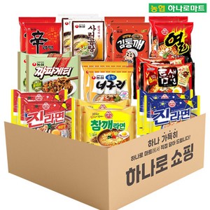 [하나로마트] 하나가득히 봉지라면 10종 2개씩 (신라면+진라면매운+진라면순한+참깨라면+너구리+라면왕김통깨+열라면+사리곰탕면+짜파게티+틈새라면), 1박스