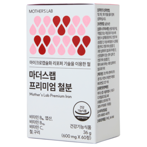마더스랩 프리미엄 리포퍼 여성 철분제 + 리포좀 비타민C + 비타민B6 B12 + 엽산 + 구리, 60정, 1박스