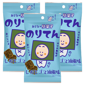 Maruka Food Expenses Rich Series 김 튀김 스낵 소금과 참기름 풍미, 22g, 3개