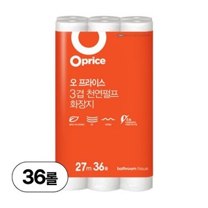 오프라이스 3겹 펄프 화장지 27m, 27m, 36롤, 1개