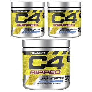 셀루코어 C4 립드 프리-워크아웃 앤 커팅 포뮬러 아이시 블루 라즈 맛, 180g, 3개