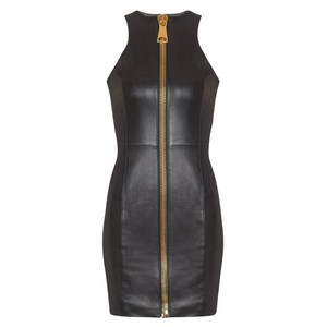 발망 미니 레더 민소매 드레스, 블랙계열, France 38(KR 66)