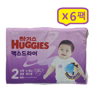 하기스 2024 맥스드라이 밴드형 기저귀 남여공용 소형 4~8kg, 2단계, 348매