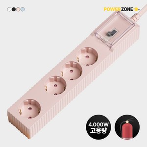 파워존 자동소화 고용량 웨이브 멀티탭 화재예방 콘센트 과부하차단 4구 50cm 1.5m 3m 5m 7m, 50cm파스텔핑크, 1개