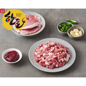 [템포크]제주흑돼지 한돈 찌개용 500g+500g=1kg, 1팩, 1kg