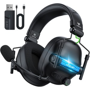 위세리 WG2 무선 게이밍 헤드셋 2.4G 가상 7.1 채널 3D 사운드 FPS 게임 음악 듀얼 EQ 모드 RGB 노이즈 캔슬링 마이크