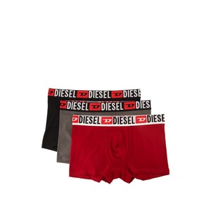 디젤 로고 웨이스트밴드 슬림 복서 브리프 3팩 세트, 레드계열, Standard XS