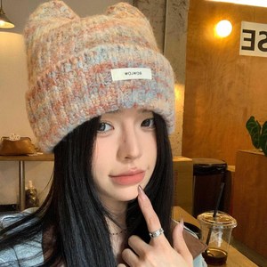 투니스 여성 고양이 귀 모양 따뜻한 니트 모자