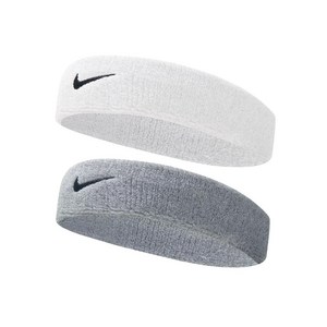 나이키 스우시 클래식 헤어밴드 2P, 화이트+그레이, ONE SIZE, 1세트