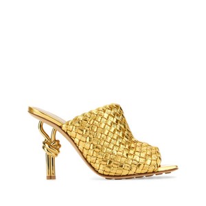 보테가 베네타 인트레치아토 메탈릭 가죽 샌들 90mm, Europe 37.5(KR 245), 골드계열