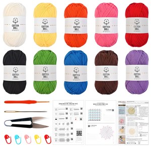 니뜨 코튼돌 뜨개실 10볼 코바늘 DIY 패키지, 혼합색상, 1세트