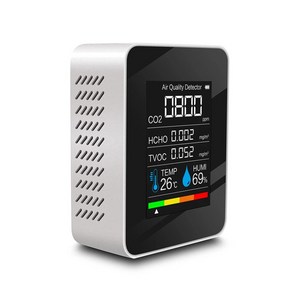 [국내배송] Aduu 공기질측정기 CO2/TVOC/포름알데히드 측정 미세먼지 PM2.5/PM10 실내용 다기능 경보기, 1개, 하얀색