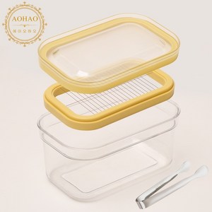 AOHAO 밀폐용기 버터 커터기+집게 밀봉력 커팅 케이스 치즈 슬라이서, 투명+500g, 3세트