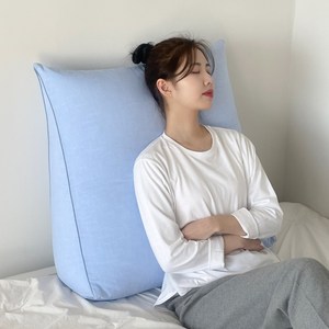 집앤콕 삼각 등받이쿠션, 백토 스카이블루