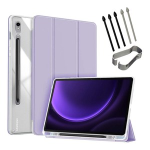 갤럭시탭 S9/S9+/S9울트라/S9 FE 플러스 호환 S펜수납 클리어 투명 북커버 케이스
